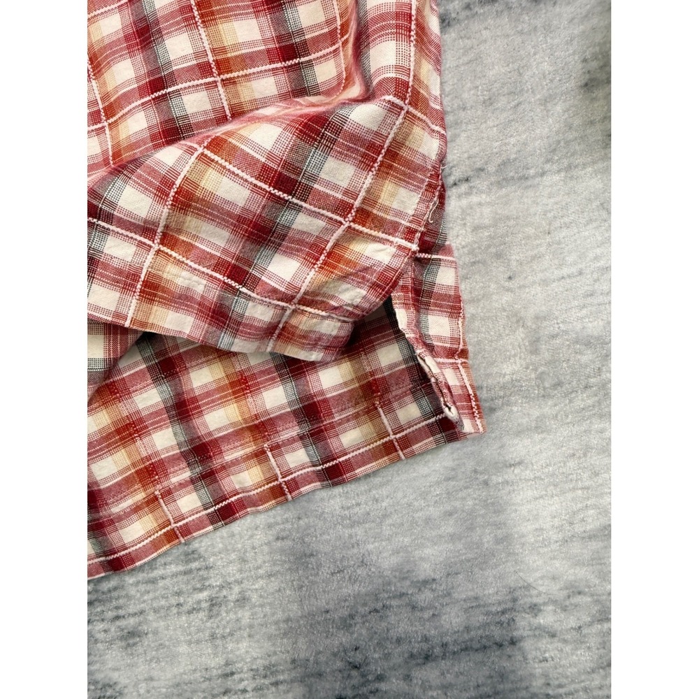 Christopher & Banks Womens XL Red Orange Plaid Button Up Shirt Long Sleeve - Picture 4 of 8